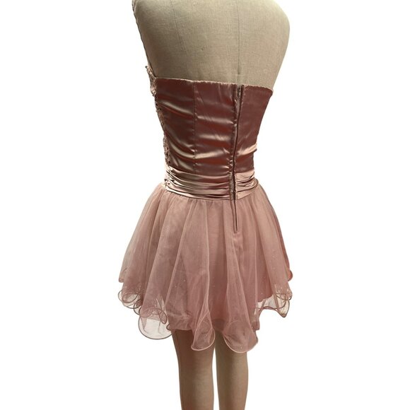 Speechless Pink Strapless Sequined Dress Size 5 Fit Flare Junior Prom Cocktail P - Picture 5 of 6